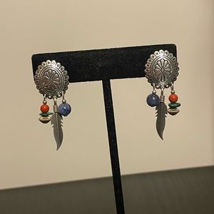 Q.T. Carolyn Pollack Najavo/Southwest Dangle Earrings Vintage